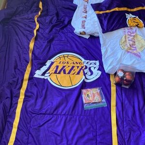 NBA Lakers twin bedspread sheets and bedroom decor